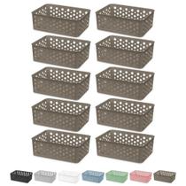 Kit 10 Cesto Organizador Rattan Armário Gaveta Lavanderia P