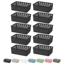 Kit 10 Cesto Organizador Rattan Armário Gaveta Lavanderia P
