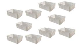 Kit 10 cesto organizadores premium branco
