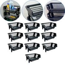 Kit 10 Cesto Plástico Expositor Empilhável Preto 16 Litros Kit 10 Cesto Plástico Expositor Empilhável Preto 16 Litros