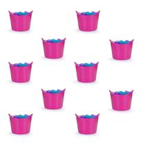 Kit 10 Cestos Balde Flexível C/Alça 15L Rosa- Fersil Kit 10 Cestos Balde Flexível C/Alça 15L Rosa- Fersil