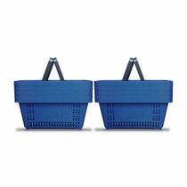 Kit 10 Cestos Compras Plástica 16 Litros Azul Supermercado