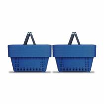 Kit 10 Cestos Compras Plástica 16 Litros Azul Supermercado