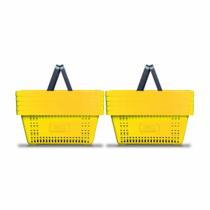 Kit - 10 Cestos Compras Plástica D100 Cód. 3000 Amarelo - Della Plast Kit - 10 Cestos Compras Plástica D100 Cód. 3000 Amarelo - Della Plast