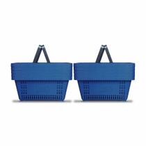 KIT - 10 Cestos Compras Plástica D100 Cód. 3000 Azul Padrão - Della Plast