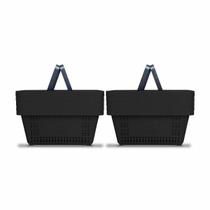 KIT - 10 Cestos Compras Plástica D100 Cód. 3000 Preto - Della Plast