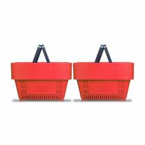 Kit - 10 Cestos Compras Plástica D100 Cód. 3000 Vermelho - Della Plast