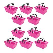 Kit - 10 Cestos Compras Plástica D100 Cód. 3400 Rosa - Della Plast