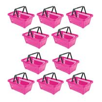 Kit - 10 Cestos Compras Plástica D100 Cód. 3400 Rosa Supermercado - Della Plast Kit - 10 Cestos Compras Plástica D100 Cód. 3400 Rosa Supermercado - Della Plast