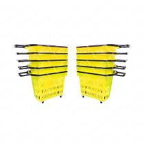 KIT - 10 Cestos Grande com Rodízio D300 Cód. 3300 Amarelo - Della Plast