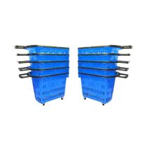 Kit - 10 Cestos Grande Com Rodízio D300 Cód. 3300 Azul - Della Plast