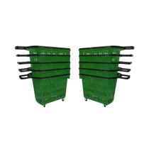 Kit - 10 Cestos Grande Com Rodízio D300 Cód. 3300 Verde - Della Plast