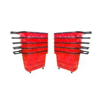 KIT - 10 Cestos Grande com Rodízio D300 Cód. 3300 Vermelho - Della Plast