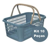 Kit 10 Cestos Mercado Mercadinho Capacidade 9L com Alça Usual Utilidades