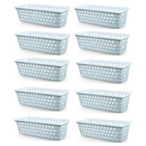 Kit 10 Cestos Multiuso Comprido Retangular Branco 28x11x8 Cm 123Organizei
