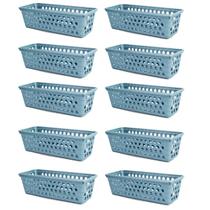 Kit 10 Cestos Multiuso Comprido Retangular Cinza 28x11x8 Cm 123Organizei