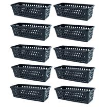 Kit 10 Cestos Multiuso Comprido Retangular Preto 28x11x8 Cm 123Organizei
