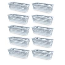 Kit 10 Cestos Multiuso Comprido Retangular Transparente 28x11x8 Cm 123Organizei