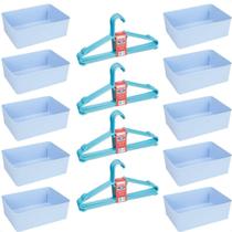Kit 10 Cestos Multiuso E 20 Cabides Infantil Reforçado ul
