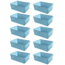 Kit 10 Cestos Multiuso Organizador Empilhável Gaveta 19x14x6
