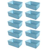Kit 10 Cestos Multiuso Organizador Empilhável Gaveta 19x14x6