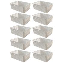 Kit 10 Cestos Multiuso Organizador Empilhável Gaveta 19x14x6