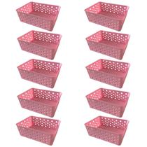 Kit 10 Cestos Multiuso Organizador Empilhável Gaveta 19x14x6