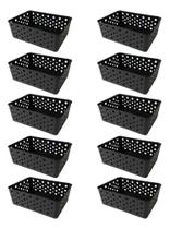 Kit 10 Cestos Multiuso Organizador Empilhável Gaveta 19X14X6