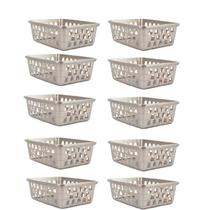 Kit 10 Cestos Multiuso Organizador Médio Cinza 20x15,5x6,5Cm