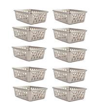 Kit 10 Cestos Multiuso Organizador P Cinza 16x12x6Cm