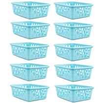 Kit 10 Cestos Multiuso Organizador Pequeno Azul 16x12x6Cm
