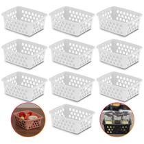 Kit 10 Cestos Multiuso Pequeno Branco 12x6x16cm PP Kit 10 Cestos Multiuso Pequeno Branco 12x6x16cm PP
