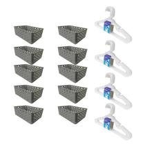 Kit 10 Cestos Org Premium 20 Cabides Infantil Cinza Kit 10 Cestos Org Premium 20 Cabides Infantil Cinza
