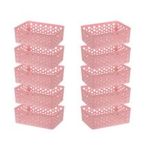 Kit 10 Cestos Organizador Compacto Prático Design Pequeno Decorativo Gaveta Empilhável Multiuso