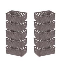 Kit 10 Cestos Organizador Compacto Prático Design Pequeno Decorativo Gaveta Empilhável Multiuso