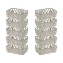 Kit 10 Cestos Organizador Compacto Prático Design Pequeno Decorativo Gaveta Empilhável Multiuso