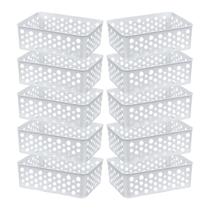 Kit 10 Cestos Organizador Compacto Prático Design Pequeno Decorativo Gaveta Empilhável Multiuso