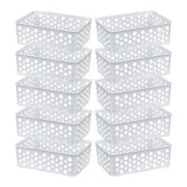 Kit 10 Cestos Organizador Compacto Prático Design Pequeno Decorativo Gaveta Empilhável Multiuso