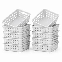 Kit 10 Cestos Organizadores de Gaveta Plástico Multiuso 3UD Branco Cozinha Banheiro Kit 10 Cestos Organizadores de Gaveta Plástico Multiuso 3UD Branco Cozinha Banheiro