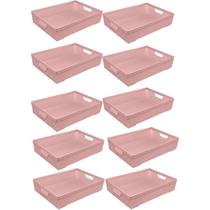 Kit 10 Cestos Organizadores Juta A3 11,5L Rosa 45x32x9,5 Cm