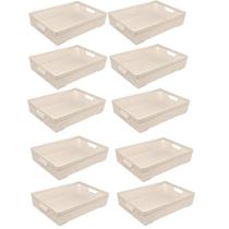 Kit 10 Cestos Organizadores Juta A5 2 L Bege 24x16,5x6,5 Cm