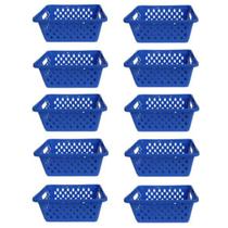 Kit 10 Cestos Organizadores Médio 1400 ML Azul 20x15x6cm