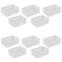 Kit 10 Cestos Organizadores Multiuso P 19X13,8X6,5 Cm
