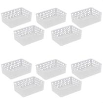 Kit 10 Cestos Organizadores Multiuso P 19X13,8X6,5 Cm