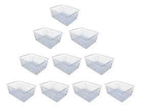 Kit 10 Cestos Organizadores Multiuso Transparente 16X12X6 Kit 10 Cestos Organizadores Multiuso Transparente 16X12X6