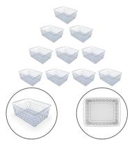 Kit 10 Cestos Organizadores Pequeno 16x12x6cm Transparente Kit 10 Cestos Organizadores Pequeno 16x12x6cm Transparente