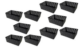 Kit 10 cestos organizadores premium preto