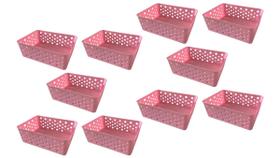 Kit 10 cestos organizadores premium rosa