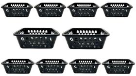 KIT 10 CESTOS ORGANIZADORES PRETO 20x16