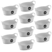 Kit 10 Cestos Plus M Branco Plástico Resistente Alça 28x12cm